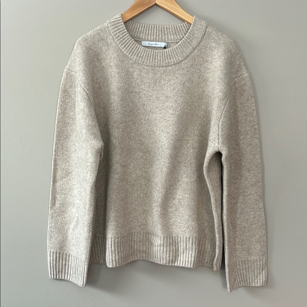NWT Harper Lane Wool/Cashmere blend Knit Sweater Sz XL Heathered Oatmeal Tan